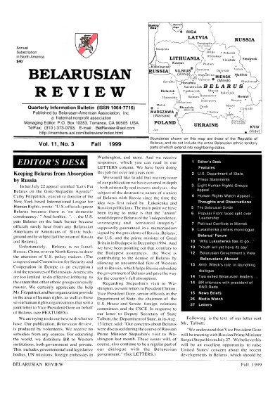 Belarusian Review Volume 11, No. 3