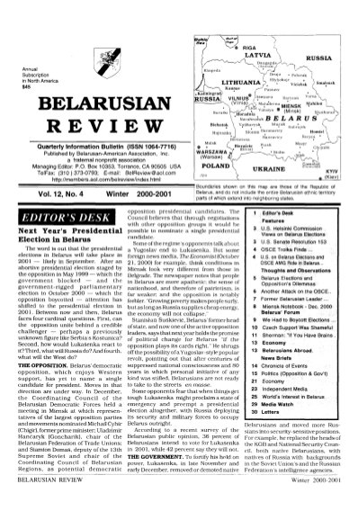 Belarusian Review Volume 12, No. 4