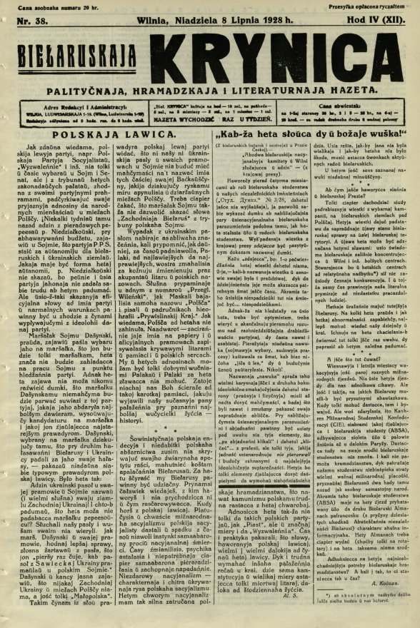 Biełaruskaja Krynica 38/1928