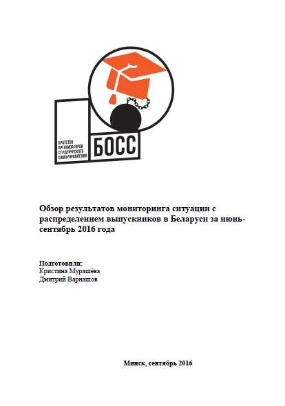 Обзор результатов мониторинга ситуации с распределением выпускников в Беларуси за июнь-сентябрь 2016 года