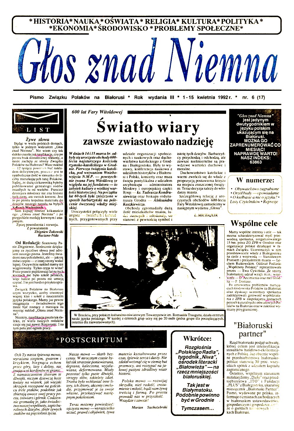 Głos znad Niemna 6 (17) 1992