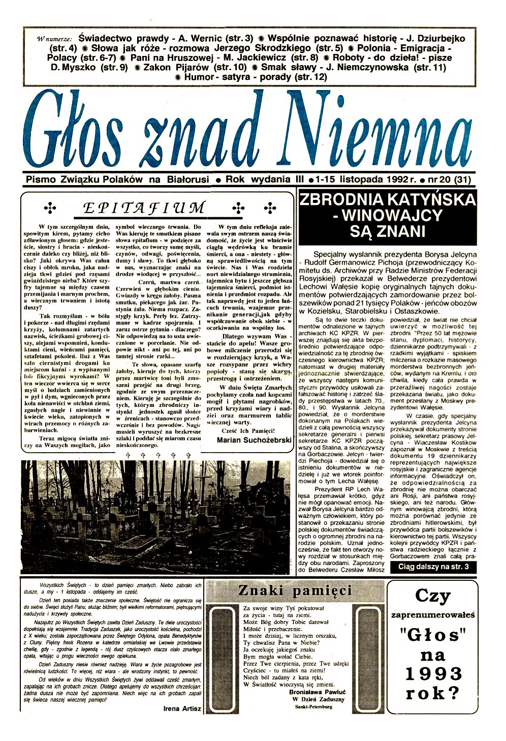 Głos znad Niemna 20 (31) 1992