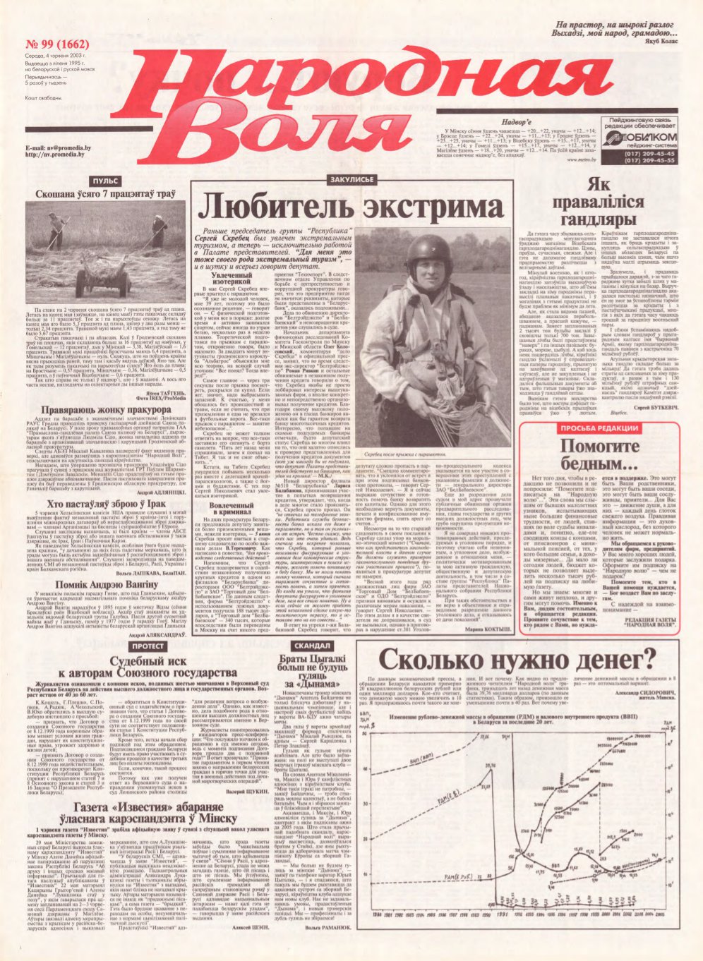 Народная Воля 99 (1662) 2003