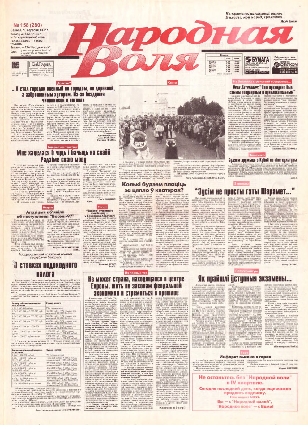 Народная Воля 158 (280) 1997