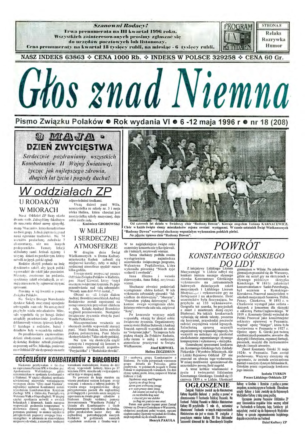 Głos znad Niemna 18 (208) 1996