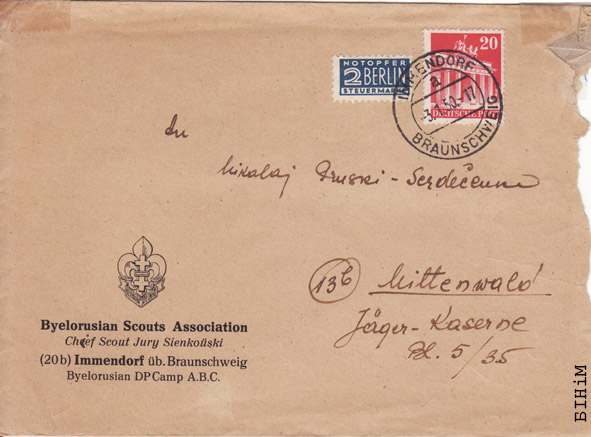 Капэрта са штампам Згуртаваньня беларускіх скаўтаў