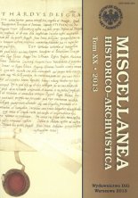 Miscellanea Historico-Archivistica tom XX